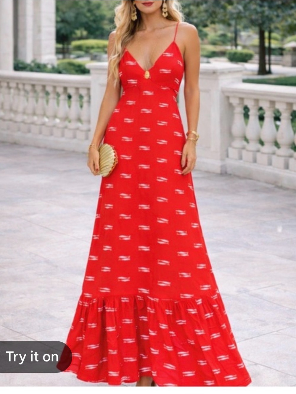 a new day Red Spaghetti-Strap Maxi Dress with Ruffle Hem